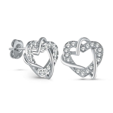 Hearts with Austrian Crystals Earrings - Stud Earrings - Earrings for Women - Women Earrings Earrings Brother & Sisters
